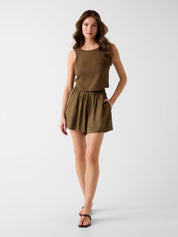 Zoe Leaf Knot Crop Top Hazel