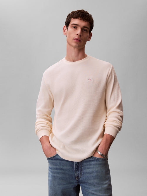 Ls Waffle Badge Crew Calico