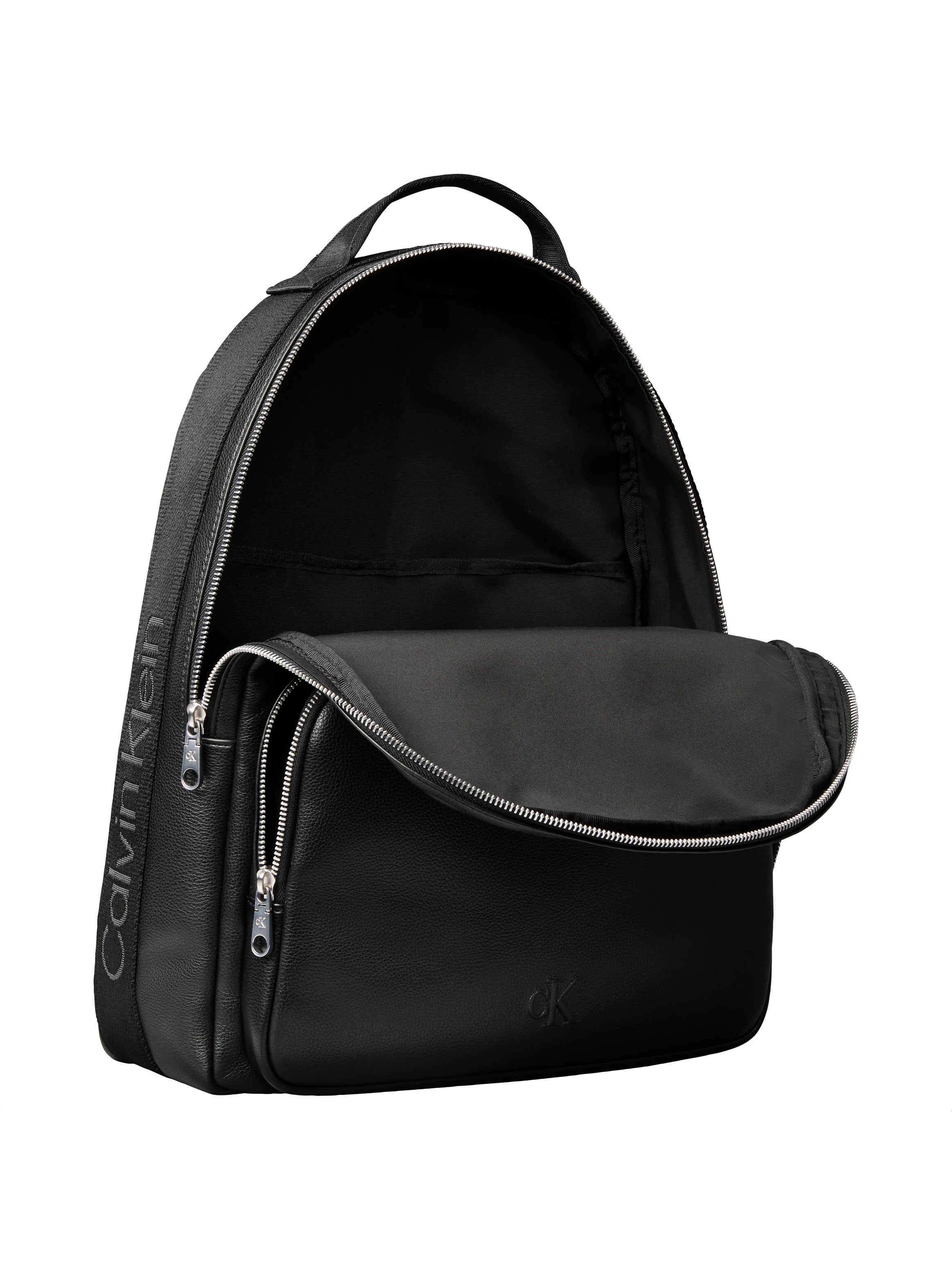 calvin klein black backpack leather Raised Round LV04D3155G High quality vegan leather 1 Exterior Slip Pocket Logo Kevin Klein Backpack Calvin