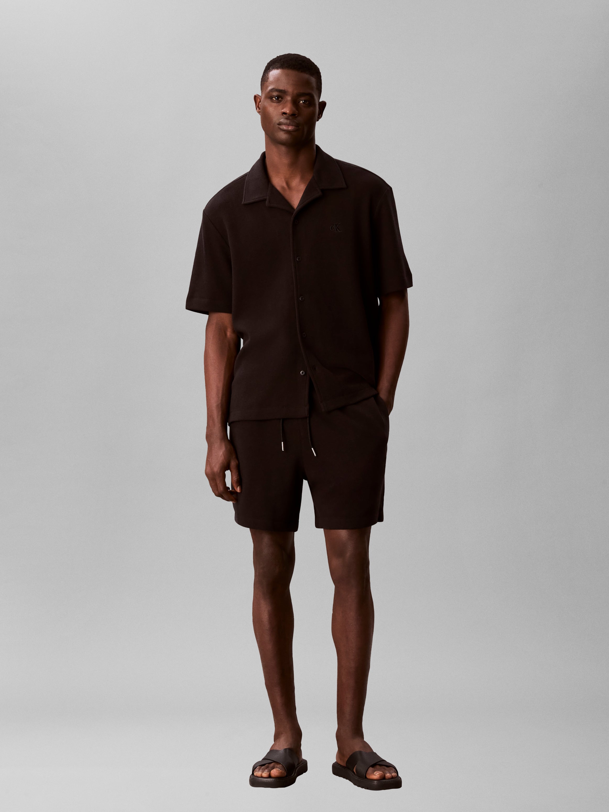 Ss Hd Cotton Waffle Black