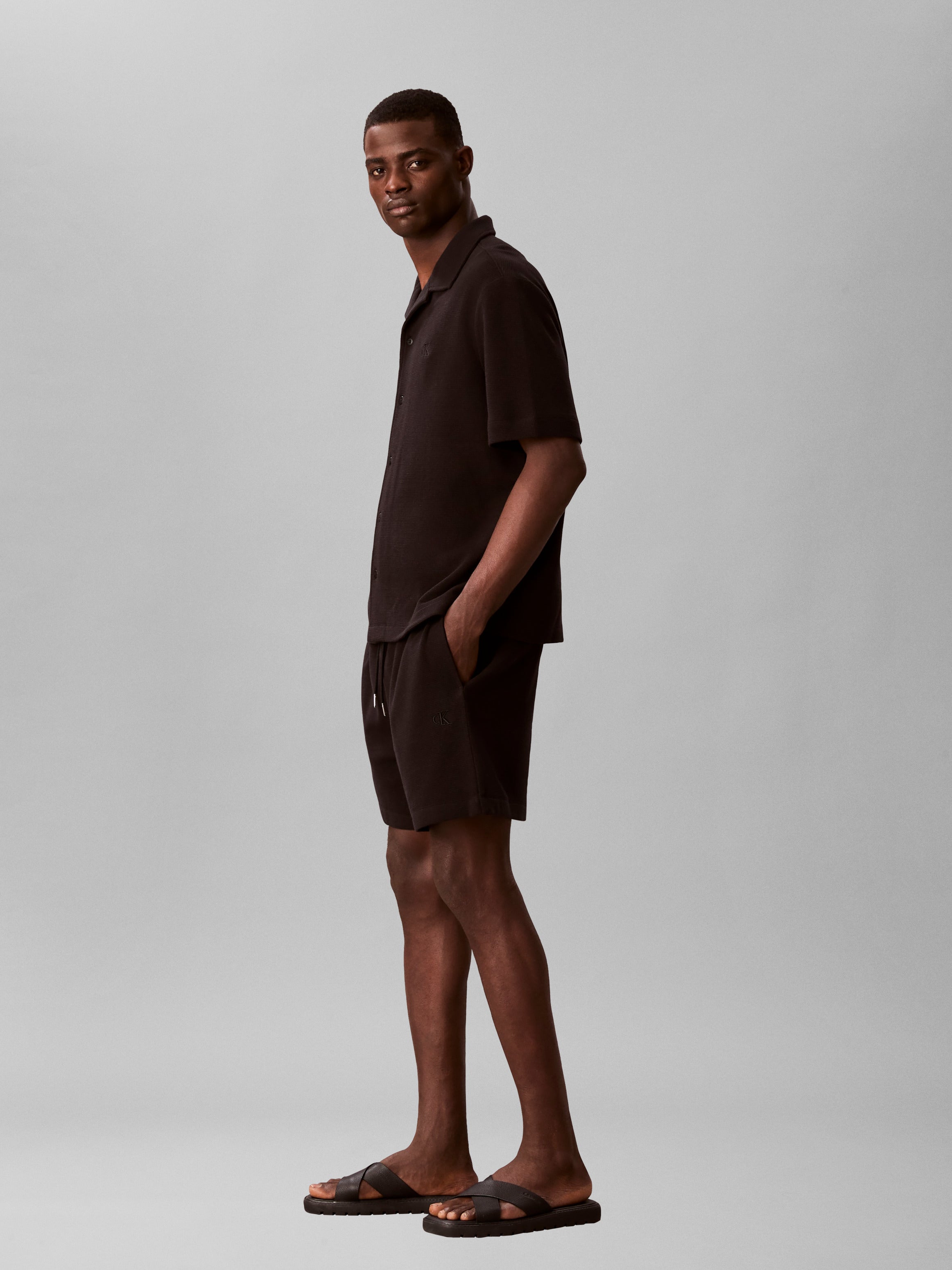 Hd Cotton Waffle Sho Black