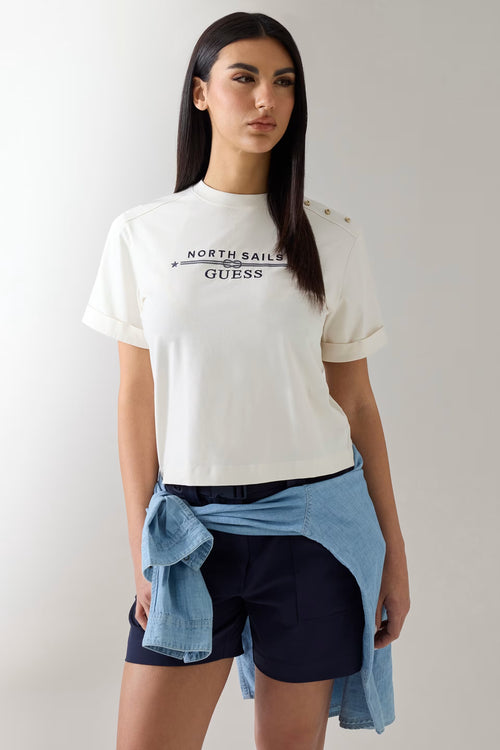 GUESS x NORTH SAIL Logo Tee Cream White