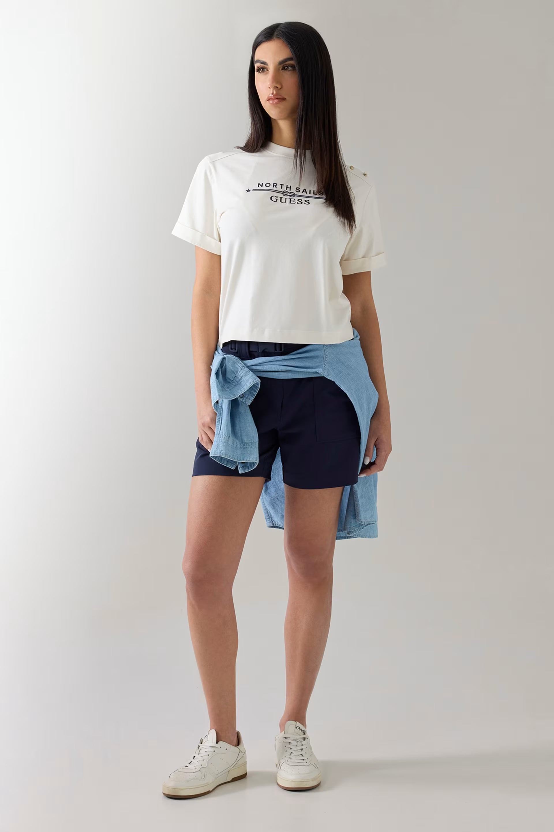 GUESS x NORTH SAIL Logo Tee Cream White