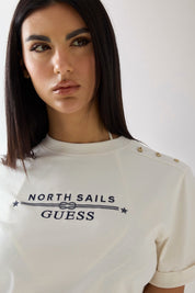 GUESS x NORTH SAIL Logo Tee Cream White