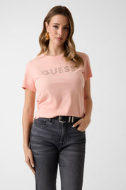 Ss Cn Guess Studs Script Tee