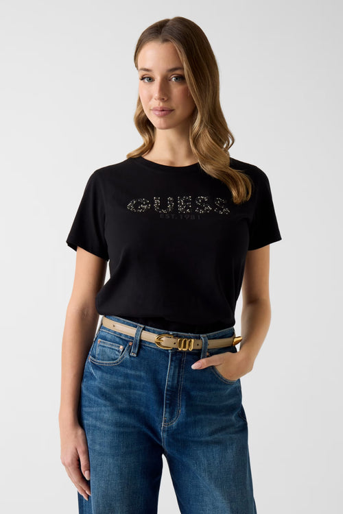 Ss Cn Guess Studs Script Tee