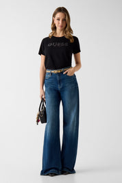 Ss Cn Guess Studs Script Tee