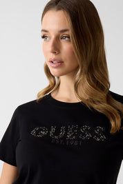 Ss Cn Guess Studs Script Tee