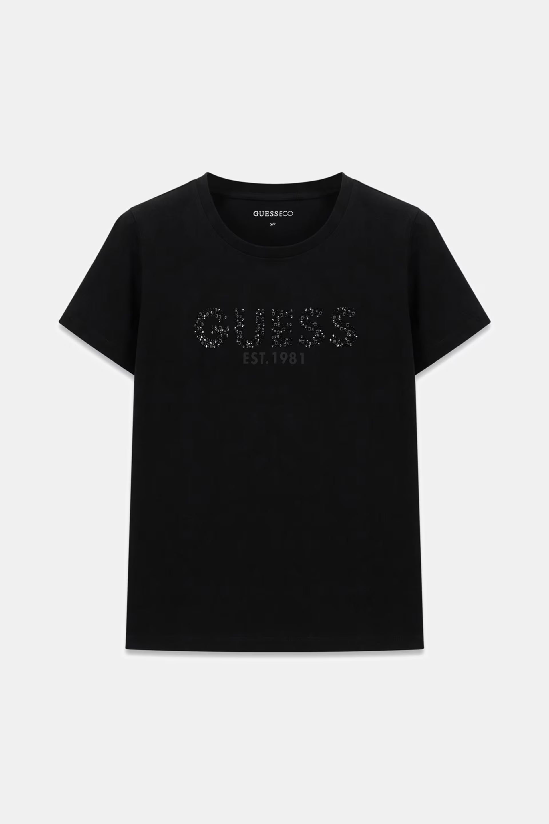 Ss Cn Guess Studs Script Tee