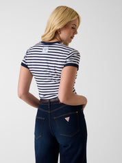 Ss Cn Striped Mini 4g Logo Tee