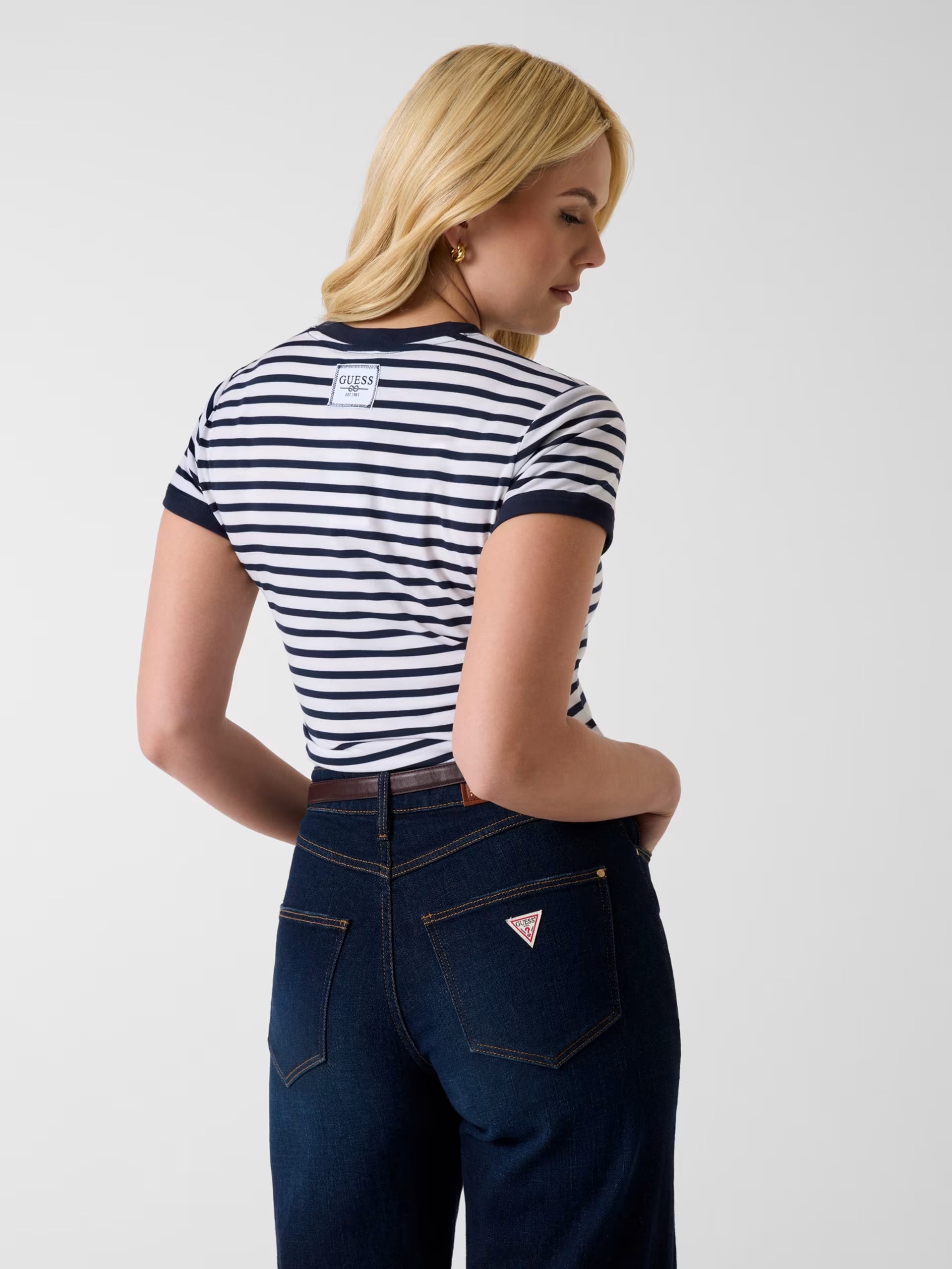 Ss Cn Striped Mini 4g Logo Tee
