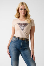 Ss Cn Zebra Triangle Tee Pearl