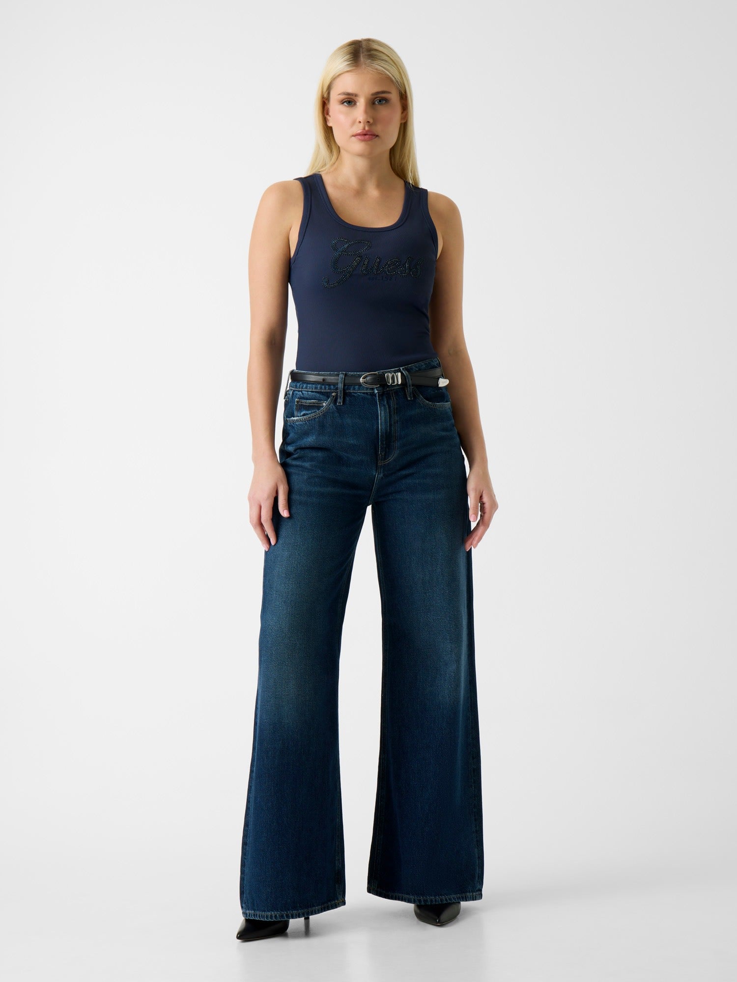 Logo Script Tank Top Jet Black